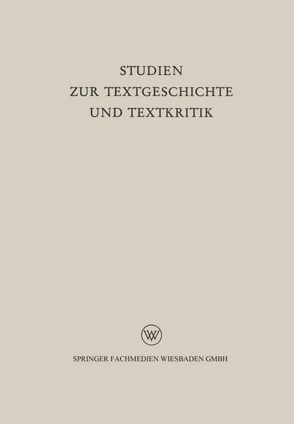 Produktbild: Studien zur Textgeschichte und Textkritik