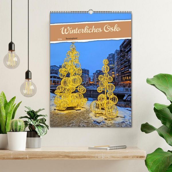 Produktbild: Winterliches Oslo - Terminplaner (Wandkalender 2026 DIN A2 hoch), CALVENDO Monatskalender