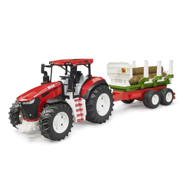 Produktbild: BRUDER - ROADMAX - Traktor mit R&uuml;ckeanh&auml;nger und 3 Baumst&auml;mmen