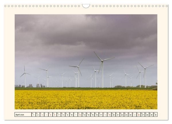 Produktbild: Windkraft in der Landschaft Ostfrieslands (Wandkalender 2026 DIN A3 quer), CALVENDO Monatskalender