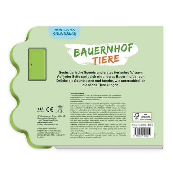 Produktbild: TR&Ouml;TSCH - Soundbuch Mein erstes Soundbuch Bauernhoftiere| Ab 2 Jahren