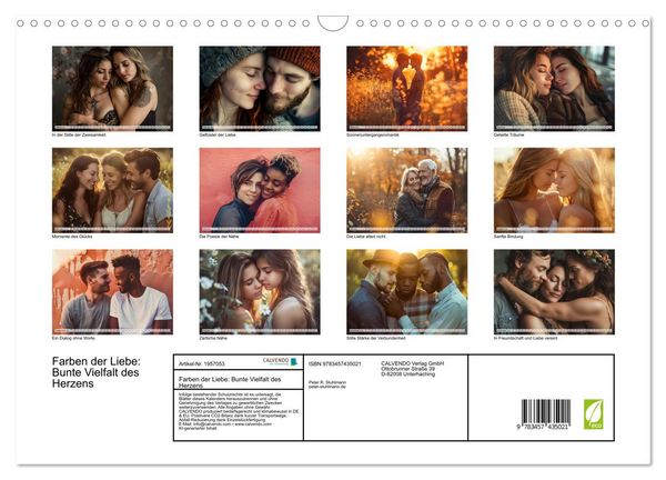 Produktbild: Farben der Liebe: Bunte Vielfalt des Herzens (Wandkalender 2026 DIN A3 quer), CALVENDO Monatskalender