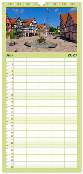 Produktbild: Familienplaner 2027 - Hofgeismar - Dornr&ouml;schenstadt und Fachwerkh&auml;user mit 5 Spalten (Wandkalender, 21 x 45 cm) CALVENDO