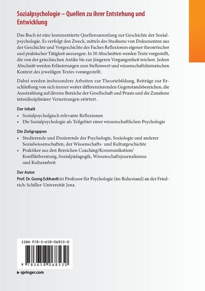 Produktbild: Sozialpsychologie &ndash; Quellen zu ihrer Entstehung und Entwicklung