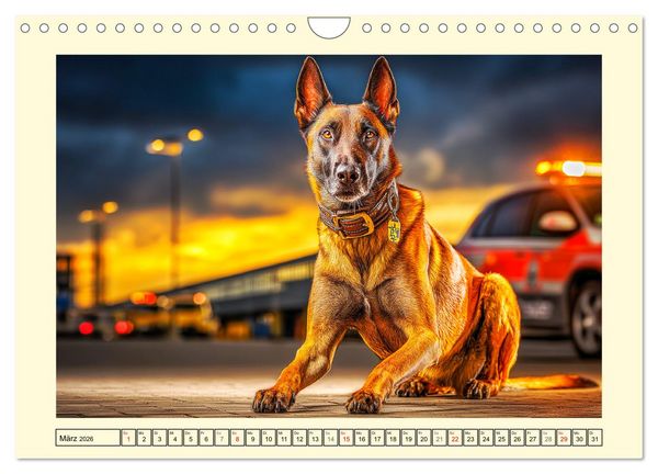 Produktbild: Malinois im Einsatz. Heldenhafte Hunde mit Ausdauer und Mut (Wandkalender 2026 DIN A4 quer), CALVENDO Monatskalender