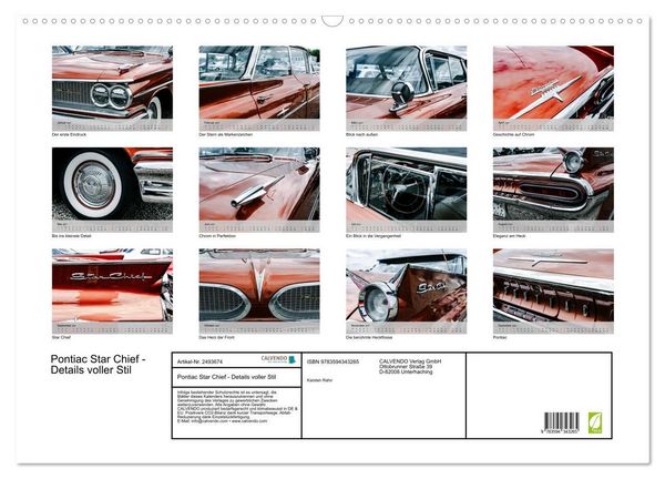 Produktbild: Pontiac Star Chief - Details voller Stil (Wandkalender 2027 DIN A2 quer), CALVENDO Monatskalender
