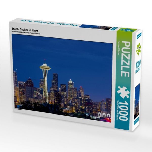 CALVENDO Puzzle Seattle Skyline at Night 1000 Teile Puzzle quer | 1000 Teile Lege-Größe 64 × 48 cm Foto-Puzzle für glückliche Stunden