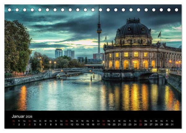 Produktbild: Berlin City bei Nacht (Tischkalender 2026 DIN A5 quer), CALVENDO Monatskalender