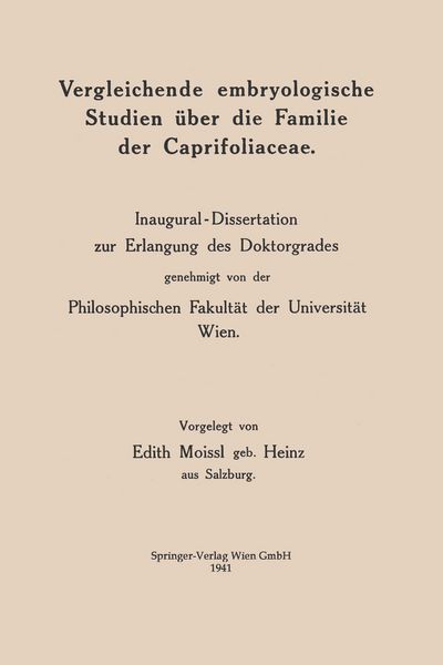 Produktbild: Vergleichende embryologische Studien &uuml;ber die Familie der Caprifoliaceae
