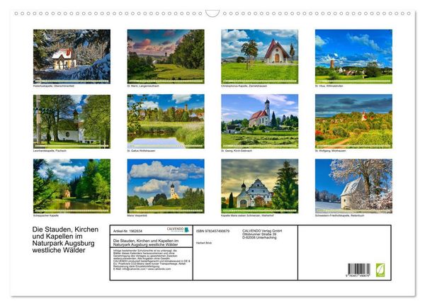 Produktbild: Die Stauden, Kirchen und Kapellen im Naturpark Augsburg westliche W&auml;lder (Wandkalender 2026 DIN A2 quer), CALVENDO Monatskalender