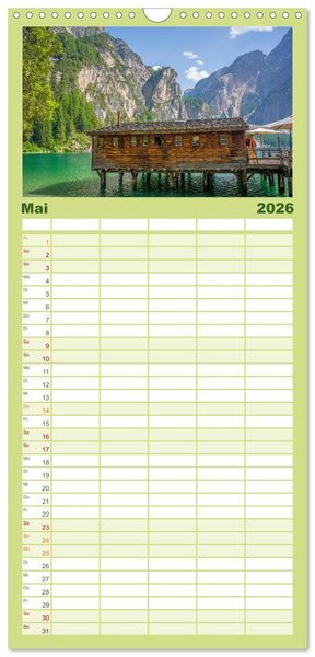 Produktbild: Familienplaner 2026 - Pragser Wildsee - Traumziel in den Dolomiten mit 5 Spalten (Wandkalender, 21 x 45 cm) CALVENDO