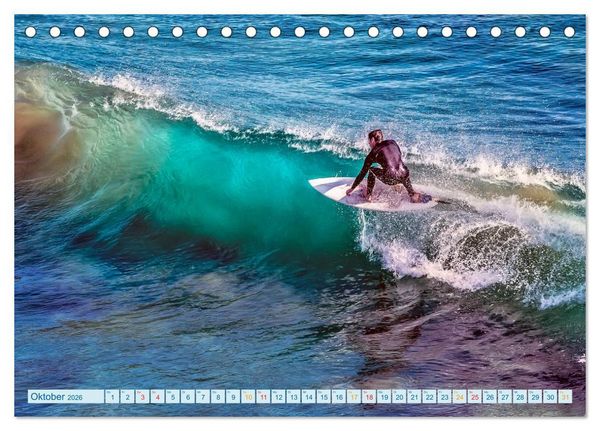 Produktbild: Surfen - Wasser, Wind und coole Typen (Tischkalender 2026 DIN A5 quer), CALVENDO Monatskalender
