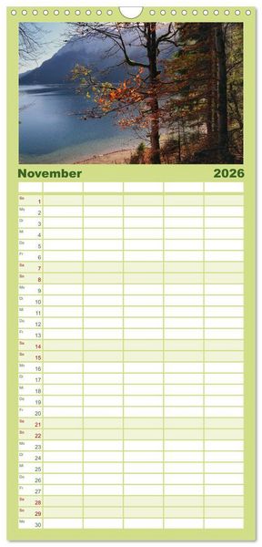 Produktbild: Familienplaner 2026 - Zauber der Berglandschaft mit 5 Spalten (Wandkalender, 21 x 45 cm) CALVENDO