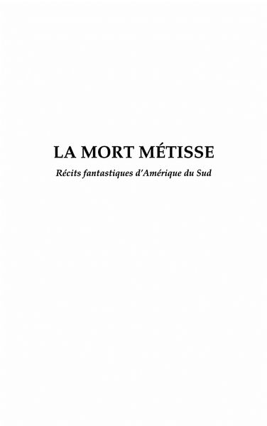 Produktbild: La mort metisse