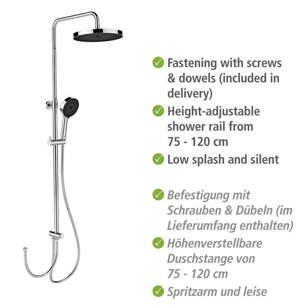 Produktbild: Duschsystem Mod. Softwater Chrom, einfacher Anschluss an bestehende Armatur oder Wandanschlussbogen