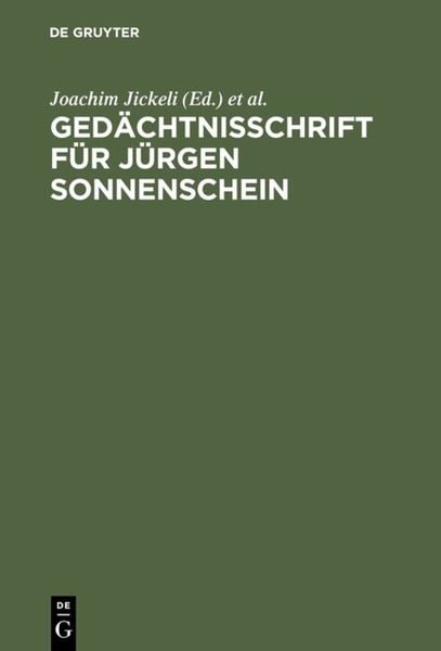 Produktbild: Ged&auml;chtnisschrift f&uuml;r J&uuml;rgen Sonnenschein