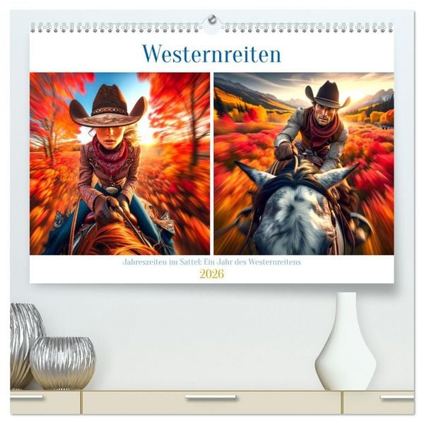 Westernreiten - Jahreszeiten im Sattel (hochwertiger Premium Wandkalender 2026 DIN A2 quer), Kunstdruck in Hochglanz