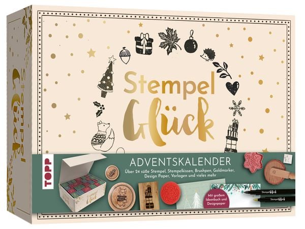 Adventskalender Stempel-Glück. Mehr als 24 Stempel, Anleitungsbuch und Zubehör