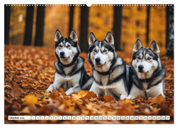 Produktbild: Siberian Huskies - die Extremsportler (hochwertiger Premium Wandkalender 2026 DIN A2 quer), Kunstdruck in Hochglanz