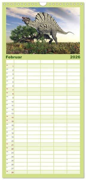 Produktbild: Familienplaner 2026 - Dinosaurier. Urzeitliche Giganten mit 5 Spalten (Wandkalender, 21 x 45 cm) CALVENDO