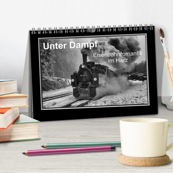 Produktbild: Unter Dampf - Eisenbahnromantik im Harz (Tischkalender 2026 DIN A5 quer), CALVENDO Monatskalender