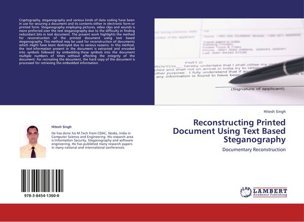 Produktbild: Reconstructing Printed Document Using Text Based Steganography