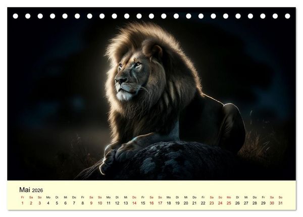 Produktbild: Majest&auml;tische L&ouml;wen - Die Herrscher der Wildnis (Tischkalender 2026 DIN A5 quer), CALVENDO Monatskalender