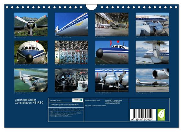 Produktbild: Lockheed Super Constellation HB-RSC (Wandkalender 2026 DIN A4 quer), CALVENDO Monatskalender