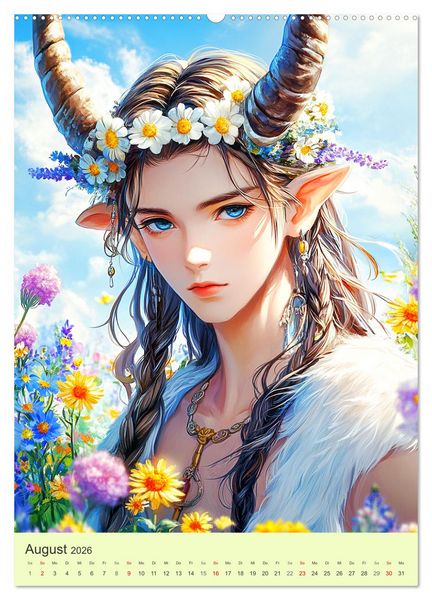 Produktbild: Keltische Mythen. Die magische Anderwelt-Fantasy im Manga-Stil (Wandkalender 2026 DIN A2 hoch), CALVENDO Monatskalender