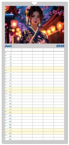 Produktbild: Familienplaner 2026 - Fantasie Asia-Girls mit 5 Spalten (Wandkalender, 21 x 45 cm) CALVENDO