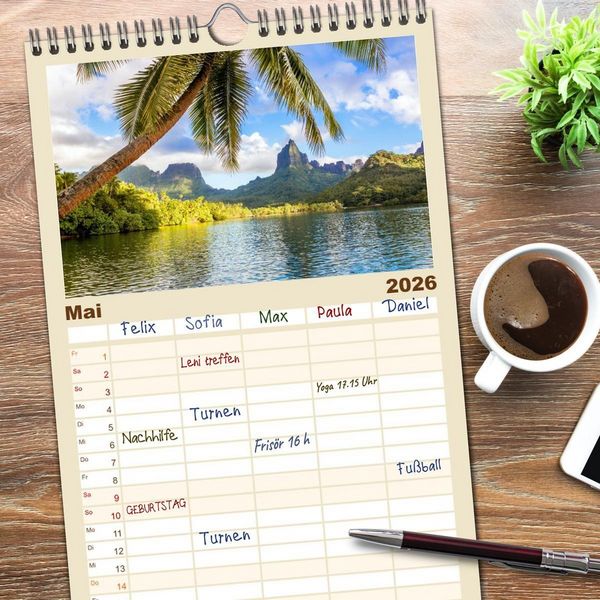 Produktbild: Familienplaner 2026 - Trauminseln - Matteo Colombo mit 5 Spalten (Wandkalender, 21 x 45 cm) CALVENDO