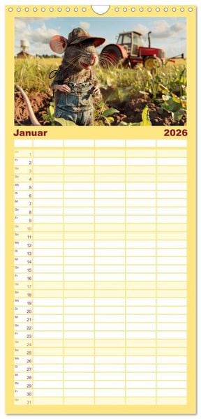 Produktbild: Familienplaner 2026 - Der tierisch lustige Bauern-Kalender mit 5 Spalten (Wandkalender, 21 x 45 cm) CALVENDO