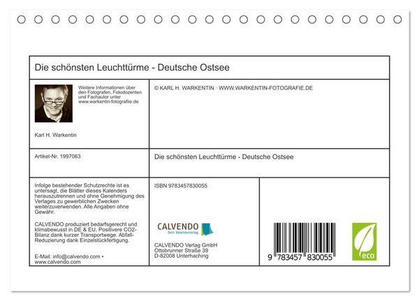 Produktbild: Die sch&ouml;nsten Leuchtt&uuml;rme - Deutsche Ostsee (Tischkalender 2026 DIN A5 quer), CALVENDO Monatskalender