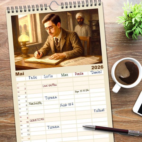 Produktbild: Familienplaner 2026 - Rudyard Kipling mit 5 Spalten (Wandkalender, 21 x 45 cm) CALVENDO