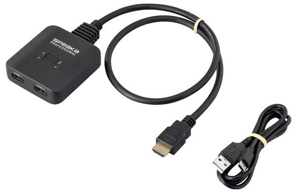 Produktbild: SpeaKa Professional SP-HDMIBS-100 2 Port HDMI-Switch Ultra HD-f&auml;hig, bidirektional verwendbar 7680 x 4320 Pixel