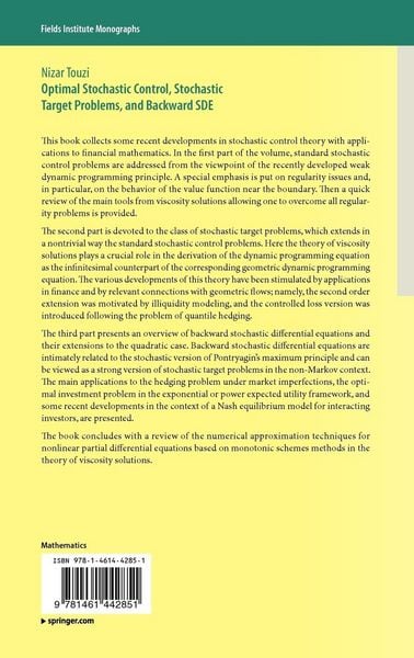 Produktbild: Optimal Stochastic Control, Stochastic Target Problems, and Backward SDE