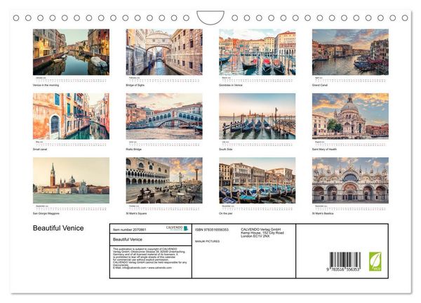 Produktbild: Beautiful Venice (Wall Calendar 2026 DIN A4 landscape), CALVENDO 12 Month Wall Calendar