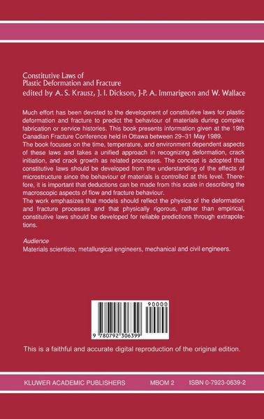 Produktbild: Constitutive Laws of Plastic Deformation and Fracture