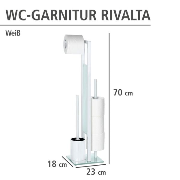 Produktbild: Stand WC-Garnitur Mod. Rivalta Wei&szlig;, integrierter Toilettenpapierhalter und WC-B&uuml;rstenhalter