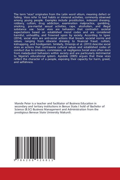 Produktbild: SOCIAL VICES AMONG ADOLECENTS STUDYING ENGLISH LANGUAGE IN SCHOOLS