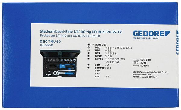 Produktbild: Gedore Steckschl&uuml;sselsatz metrisch 1/4\" (6.3 mm) 40teilig 1815660
