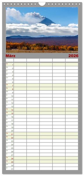 Produktbild: Familienplaner 2026 - Vulkane - Beeindruckende Feuerberge mit 5 Spalten (Wandkalender, 21 x 45 cm) CALVENDO