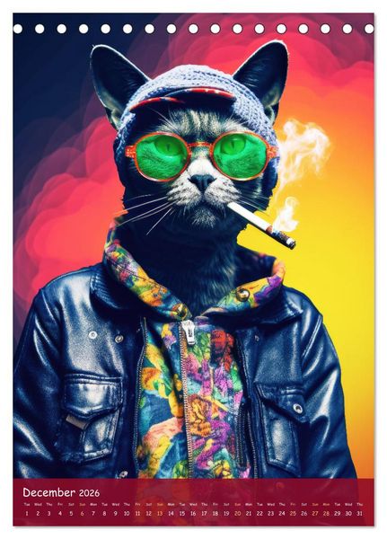 Produktbild: Crazy gangster cats (Desk Calendar 2026 DIN A5 portrait), CALVENDO 12 Month DeskCalendar