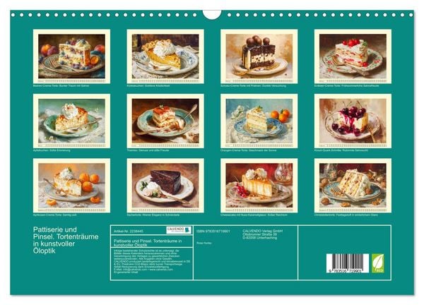 Produktbild: Pattiserie und Pinsel. Tortentr&auml;ume in kunstvoller &Ouml;loptik (Wandkalender 2026 DIN A3 quer), CALVENDO Monatskalender