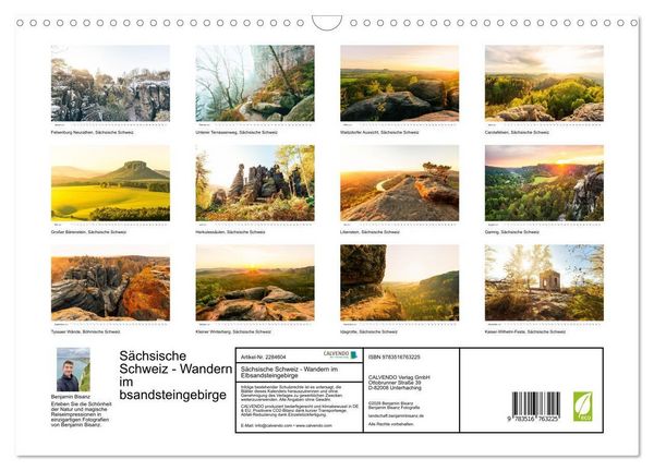 Produktbild: S&auml;chsische Schweiz - Wandern im Elbsandsteingebirge (Wandkalender 2027 DIN A3 quer), CALVENDO Monatskalender