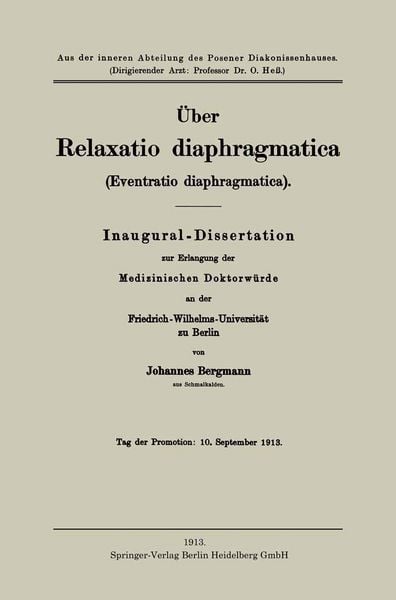 Produktbild: &Uuml;ber Relaxatio diaphragmatica (Eventratio diaphragmatica)
