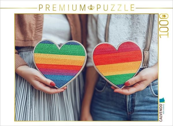 Produktbild: CALVENDO Puzzle Herzen in Regenbogenfarben als Symbol der LGBTQ-Community | 1000 Teile Lege-Gr&ouml;&szlig;e 64x48cm Foto-Puzzle f&uuml;r gl&uuml;ckliche Stunden