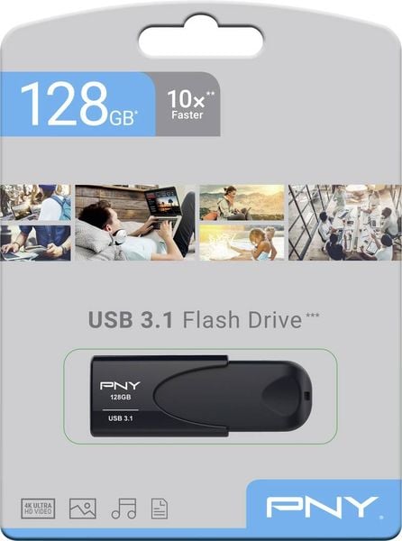 PNY Attaché 4 3.1 128GB USB-Stick 128 GB Schwarz FD128ATT431KK-EF USB 3.1 Gen 1