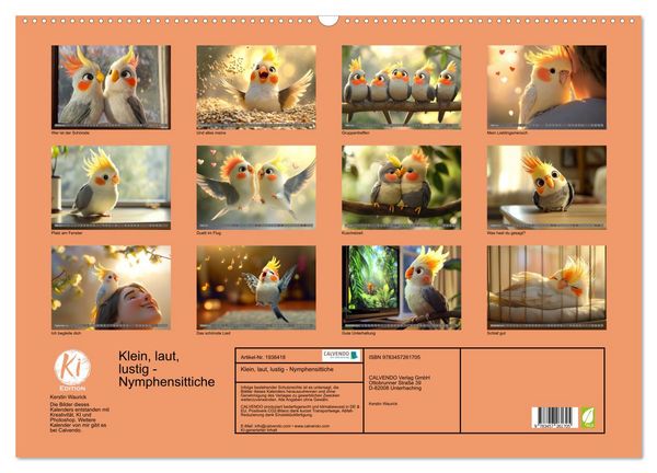 Produktbild: Klein, laut, lustig - Nymphensittiche (Wandkalender 2026 DIN A2 quer), CALVENDO Monatskalender