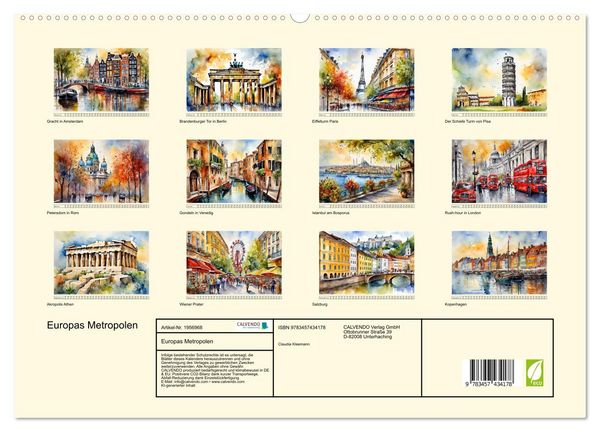 Produktbild: Europas Metropolen (hochwertiger Premium Wandkalender 2026 DIN A2 quer), Kunstdruck in Hochglanz